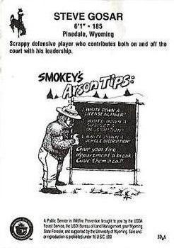 1992-93 Wyoming Cowboys Smokey #NNO Steve Gosar Back