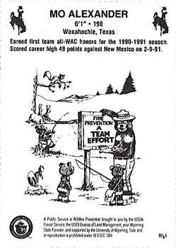 1992-93 Wyoming Cowboys Smokey #NNO Mo Alexander Back