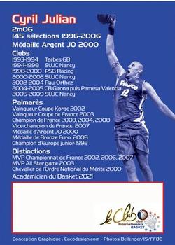 2023 Amicale des Internationaux de Basket Légendes du Basket Français: Série 9 #NNO Cyril Julian Back