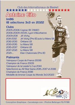 2023 Amicale des Internationaux de Basket Légendes du Basket Français: Série 9 #NNO Antoine Eito Back