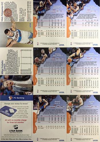 1996-97 Hoops Cleveland Cavaliers Team Sheet SGA - Full Sheet #NNO Terrell Brandon / Chris Mills / Vitaly Potapenko / Danny Ferry / Bobby Phills / Mike Fratello / Tyrone Hill / Bob Sura / Ad Card Back