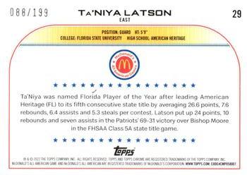 2022 Topps Chrome McDonald's All American - Aqua Wave #29 Ta'Niya Latson Back