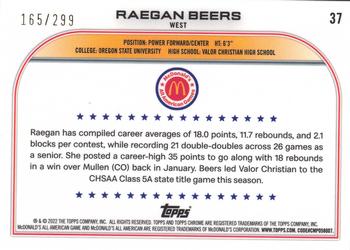 2022 Topps Chrome McDonald's All American - Purple #37 Raegan Beers Back