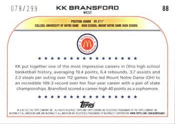 2022 Topps Chrome McDonald's All American - Purple #88 KK Bransford Back
