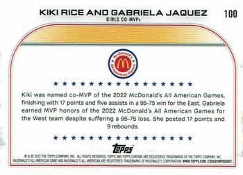 2022 Topps Chrome McDonald's All American - RayWave #100 Kiki Rice / Gabriela Jaquez Back