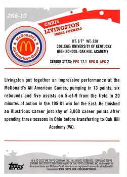 2022 Topps Chrome McDonald's All American - 2006 Topps McDonald's All-American #2K6-10 Chris Livingston Back