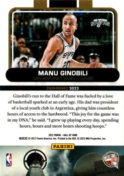 2022 Panini Basketball Hall of Fame #NNO Manu Ginobili Back
