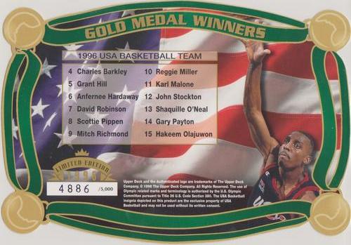 1996 Upper Deck Authenticated 1996 Gold Medal Winners #NNO Team USA Back