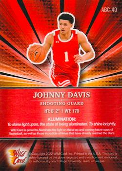 2021-22 Wild Card Alumination - Red Chase Holo-Lux Sparkles Paper #ABC-40 Johnny Davis Back