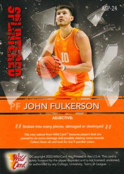 2021-22 Wild Card Alumination - Splintered Red Chase Black Holo-Lux #ASP-24 John Fulkerson Back
