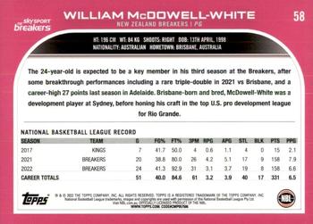 2022-23 Topps NBL #58 William McDowell-White Back