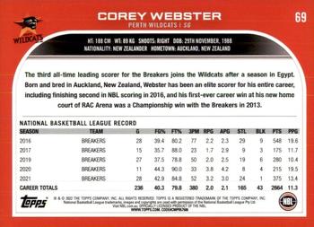 2022-23 Topps NBL #69 Corey Webster Back