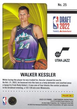 2022-23 Panini Contenders - 2022 Draft Class Contenders #25 Walker Kessler Back