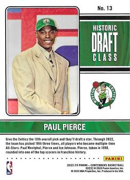 2022-23 Panini Contenders - Historic Draft Class Contenders #13 Paul Pierce Back