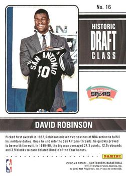2022-23 Panini Contenders - Historic Draft Class Contenders #16 David Robinson Back