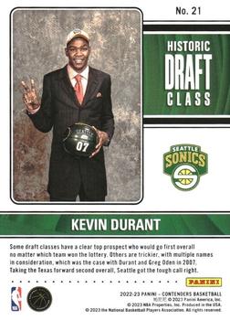 2022-23 Panini Contenders - Historic Draft Class Contenders #21 Kevin Durant Back