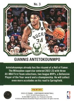 2022-23 Panini Contenders - Ticket to the Hall #3 Giannis Antetokounmpo Back