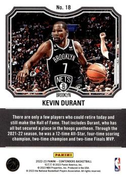 2022-23 Panini Contenders - Ticket to the Hall #18 Kevin Durant Back