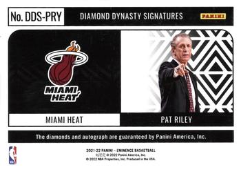 2021-22 Panini Eminence - Diamond Dynasty Signatures Gold #DDS-PRY Pat Riley Back