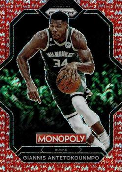 2022-23 Panini Prizm Monopoly - Prizm All-Stars Red Money Shimmer #PS3 Giannis Antetokounmpo Front
