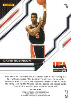 2022-23 Panini Prizm - USA Basketball Prizms Silver #5 David Robinson Back