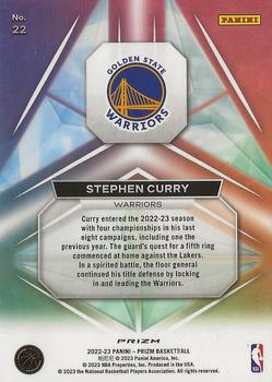 2022-23 Panini Prizm - Prizmatic Prizms Silver #22 Stephen Curry Back
