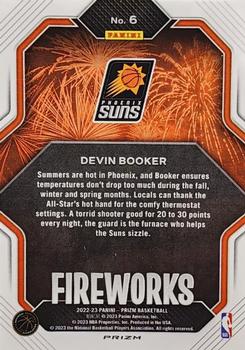 2022-23 Panini Prizm - Fireworks Prizms Fast Break #6 Devin Booker Back