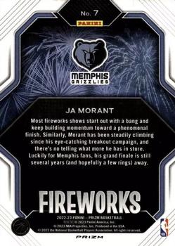 2022-23 Panini Prizm - Fireworks Prizms Silver #7 Ja Morant Back