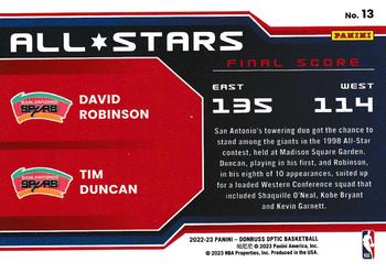 2022-23 Donruss Optic - All-Stars #13 David Robinson / Tim Duncan Back