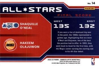 2022-23 Donruss Optic - All-Stars #14 Shaquille O'Neal / Hakeem Olajuwon Back