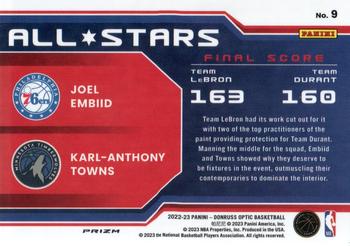 2022-23 Donruss Optic - All-Stars Holo #9 Joel Embiid / Karl-Anthony Towns Back