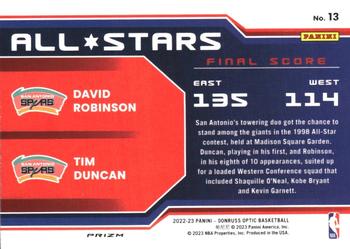 2022-23 Donruss Optic - All-Stars Holo #13 David Robinson / Tim Duncan Back