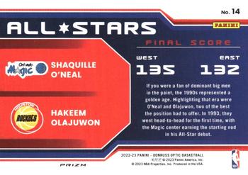2022-23 Donruss Optic - All-Stars Holo #14 Shaquille O'Neal / Hakeem Olajuwon Back