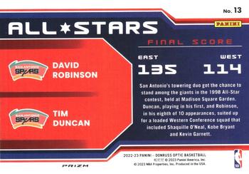 2022-23 Donruss Optic - All-Stars Holo Fast Break #13 David Robinson / Tim Duncan Back