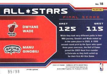 2022-23 Donruss Optic - All-Stars Red #18 Dwyane Wade / Manu Ginobili Back