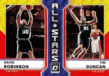 2022-23 Donruss Optic - All-Stars Red & Gold Wave #13 David Robinson / Tim Duncan Front