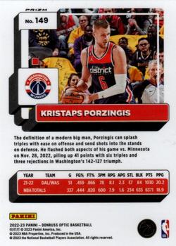 2022-23 Donruss Optic - Basketball #149 Kristaps Porzingis Back