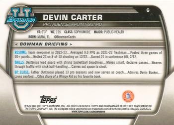 2022-23 Bowman University Chrome #6 Devin Carter Back