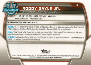 2022-23 Bowman University Chrome #8 Roddy Gayle Jr. Back
