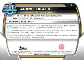 2022-23 Bowman University Chrome #16 Adam Flagler Back