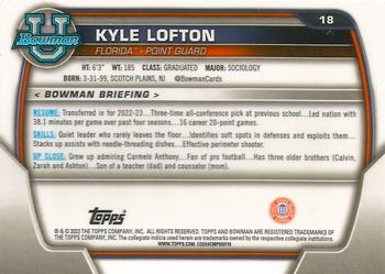 2022-23 Bowman University Chrome #18 Kyle Lofton Back