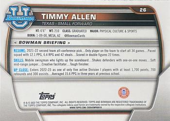 2022-23 Bowman University Chrome #26 Timmy Allen Back