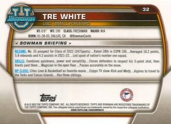 2022-23 Bowman University Chrome #32 Tre White Back
