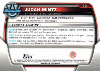 2022-23 Bowman University Chrome #33 Judah Mintz Back