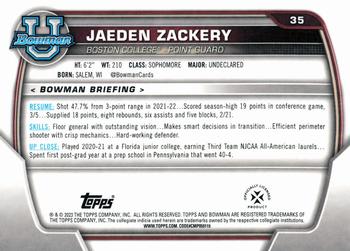 2022-23 Bowman University Chrome #35 Jaeden Zackery Back