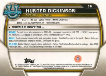 2022-23 Bowman University Chrome #36 Hunter Dickinson Back