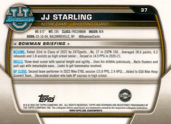 2022-23 Bowman University Chrome #37 JJ Starling Back