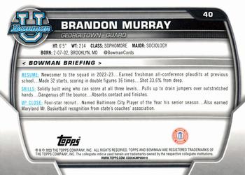 2022-23 Bowman University Chrome #40 Brandon Murray Back
