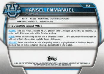 2022-23 Bowman University Chrome #52 Hansel Enmanuel Back