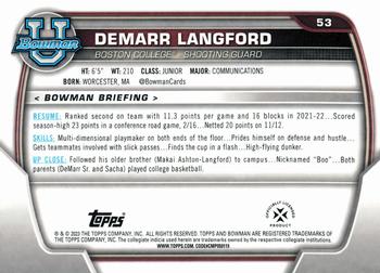 2022-23 Bowman University Chrome #53 Demarr Langford Back